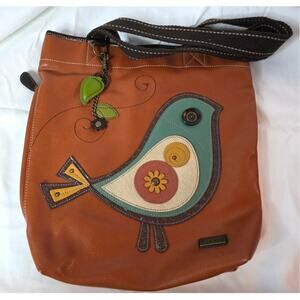 Chala Bird Tweet Purse Handbag Everyday Tote Zippered Pockets Burnt Orange Teal